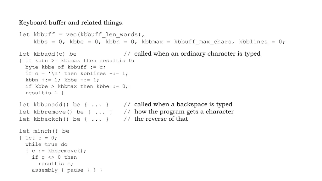 keyboard buffer and related things