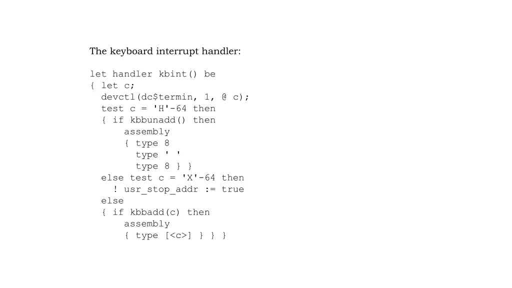 the keyboard interrupt handler