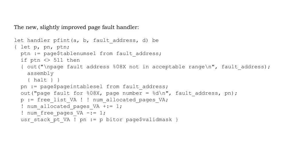 the new slightly improved page fault handler