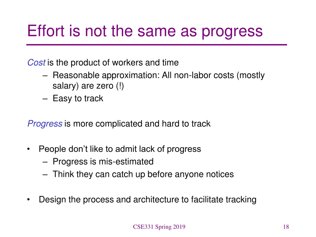 effort is not the same as progress
