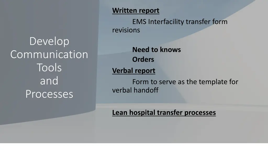 written report ems interfacility transfer form