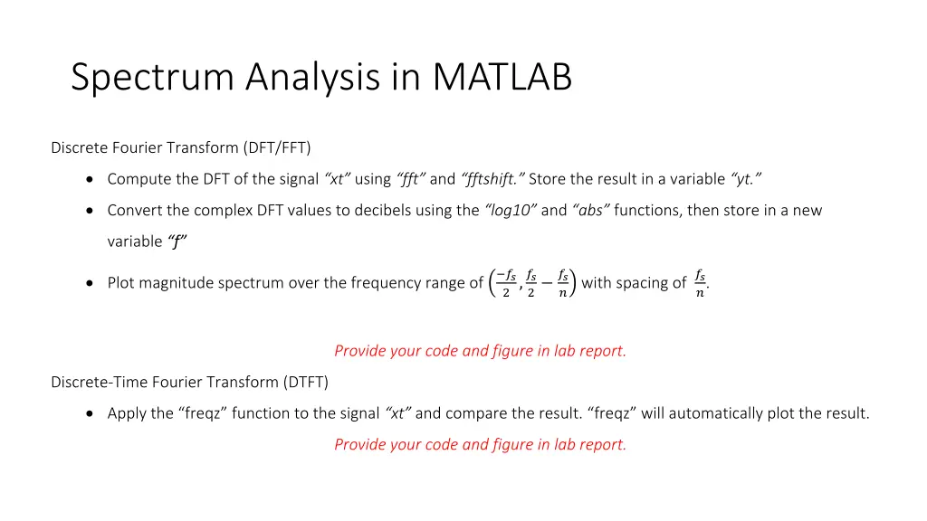 spectrum analysis in matlab
