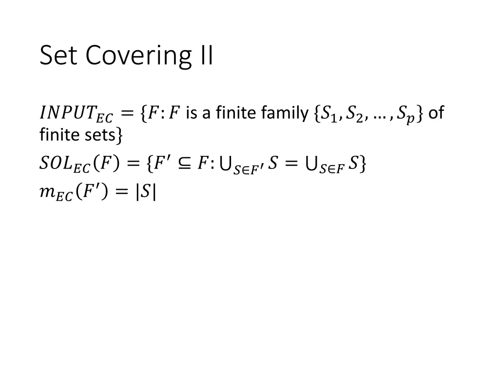 set covering ii