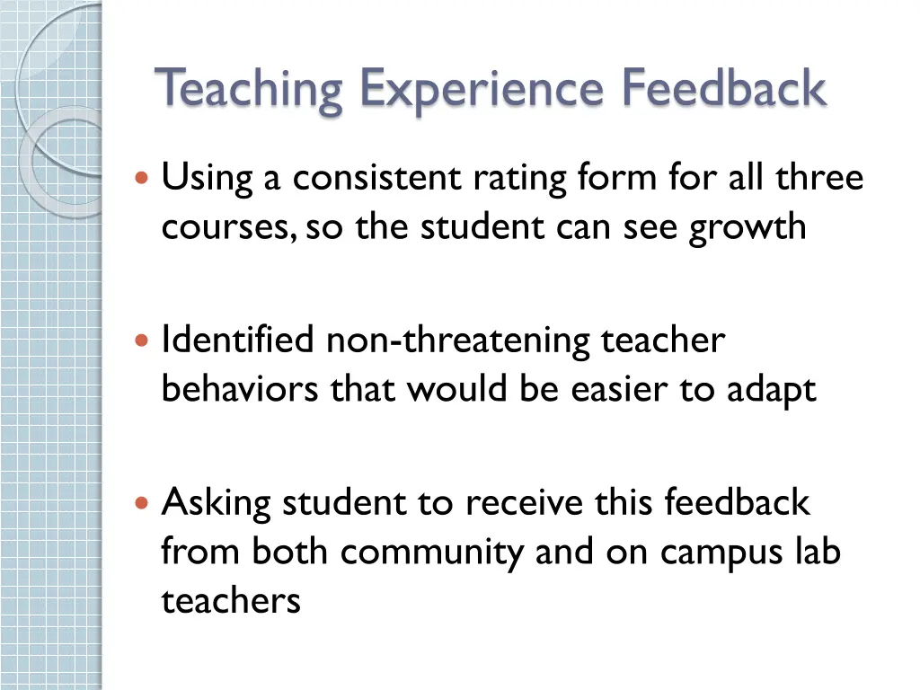 teaching experience feedback