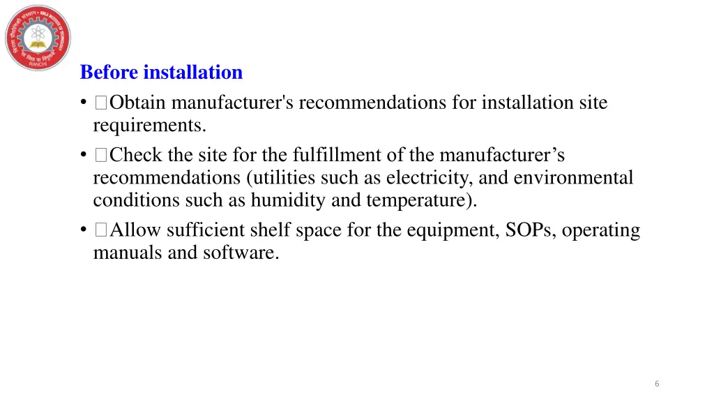 before installation obtain manufacturer