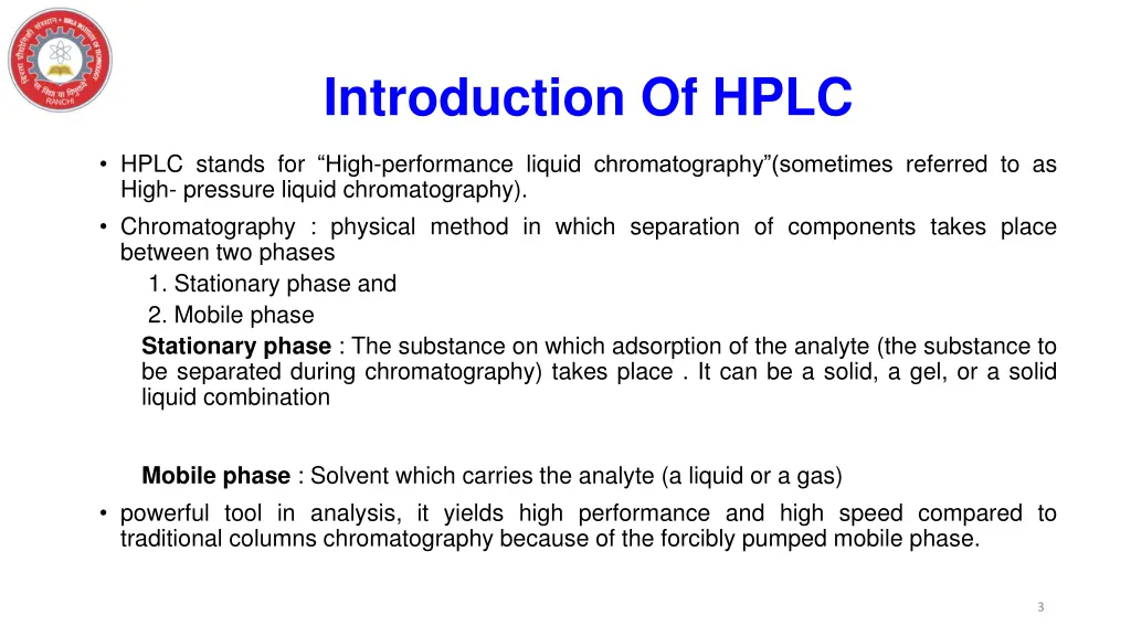 introduction of hplc