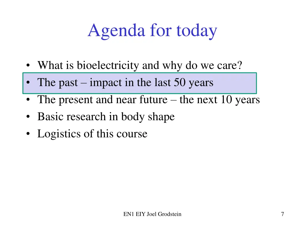 agenda for today 1