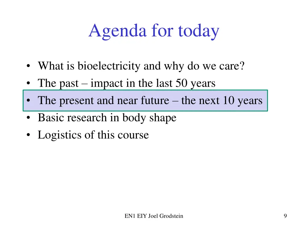 agenda for today 2