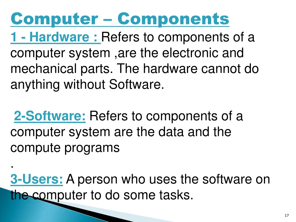 computer components 1 hardware refers