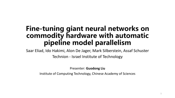 fine tuning giant neural networks on commodity