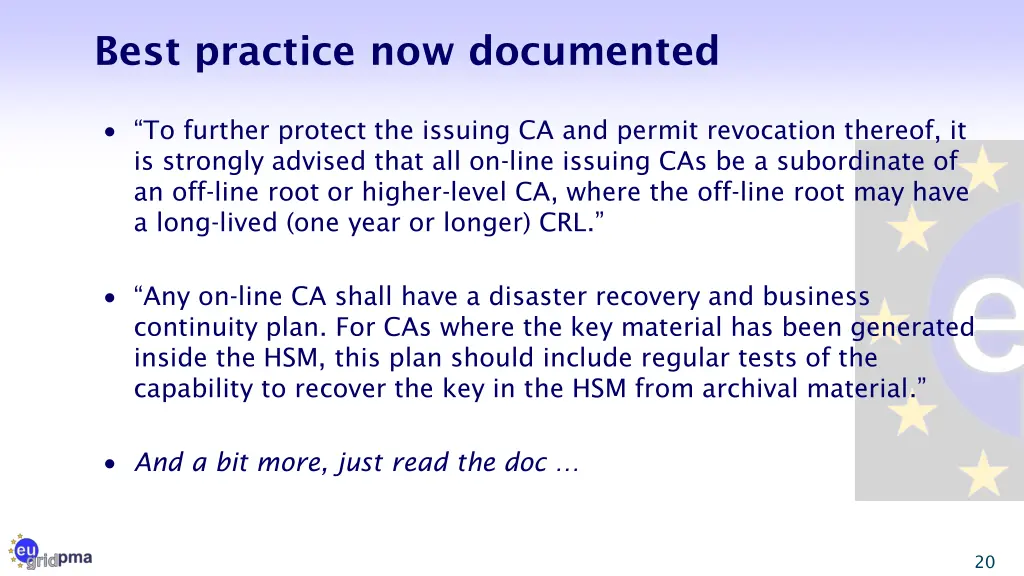 best practice now documented