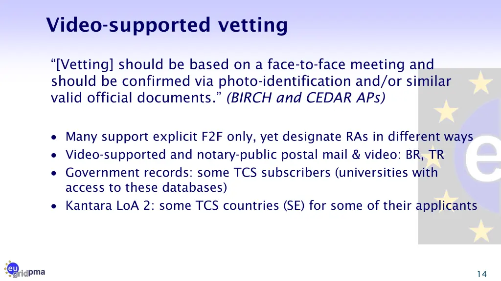 video supported vetting