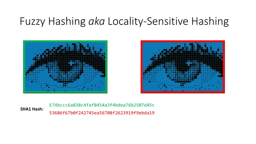fuzzy hashing aka locality sensitive hashing