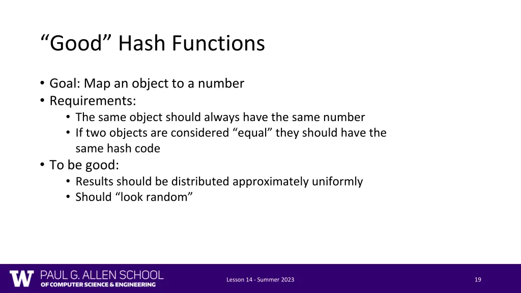 good hash functions 1