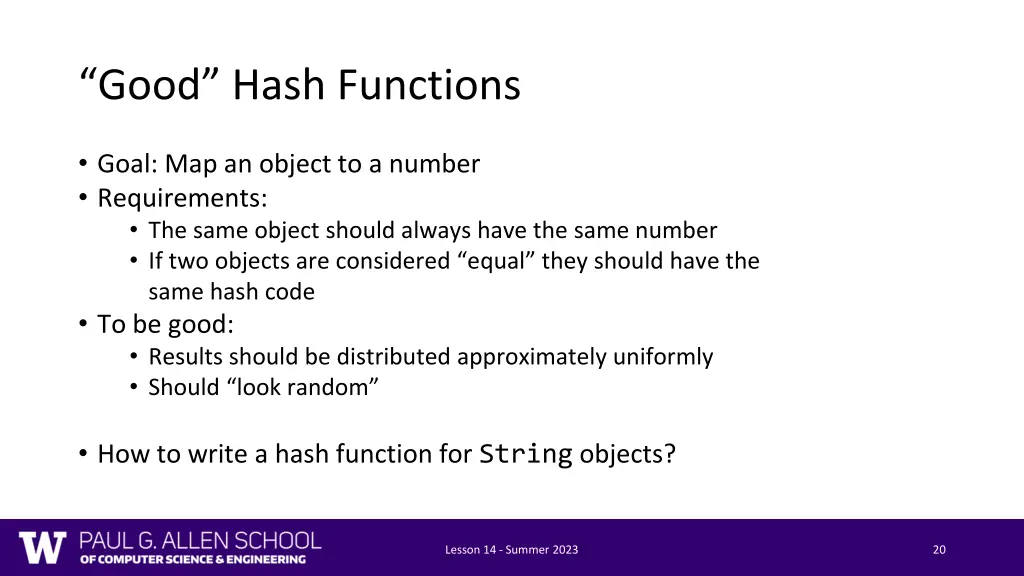 good hash functions 2