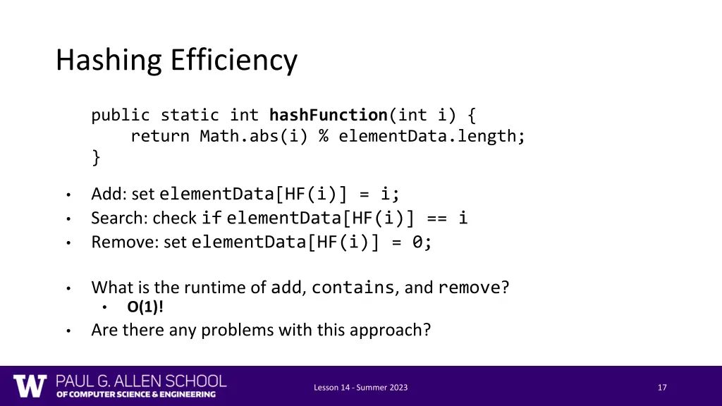 hashing efficiency