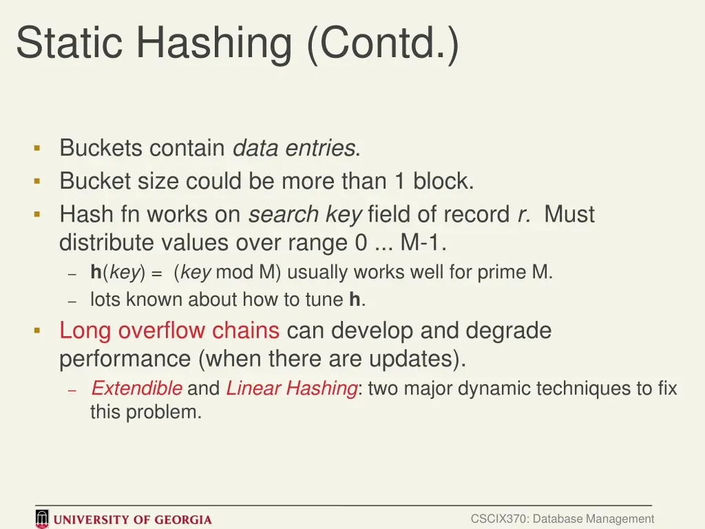 static hashing contd