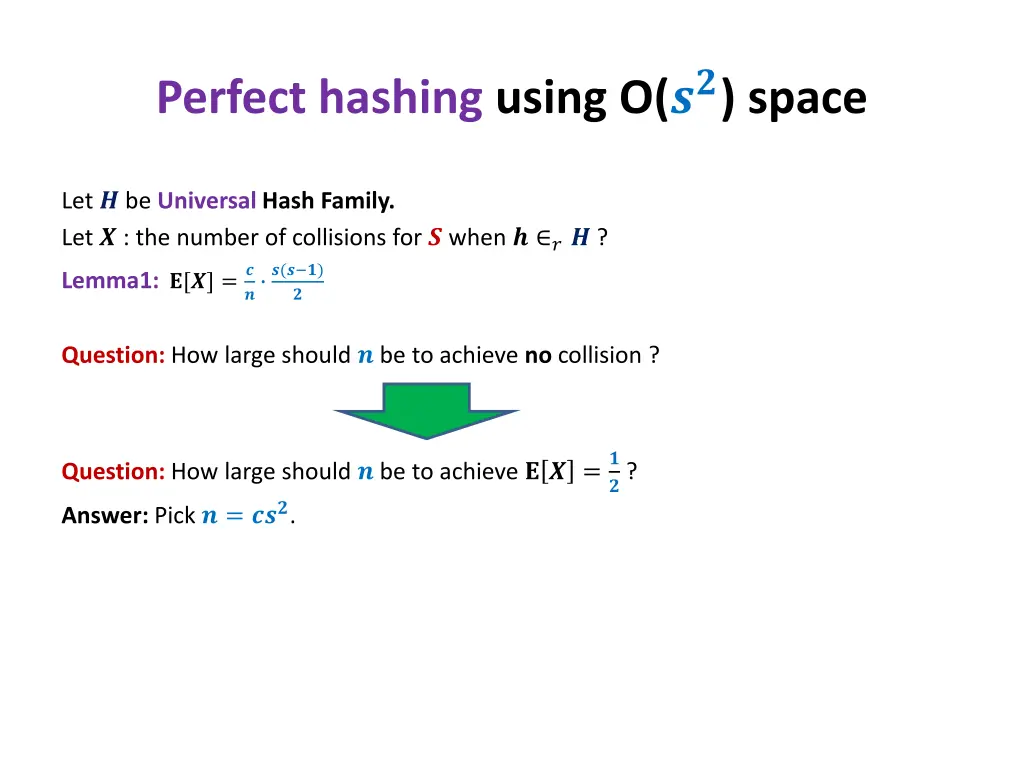 perfect hashing using o space 1