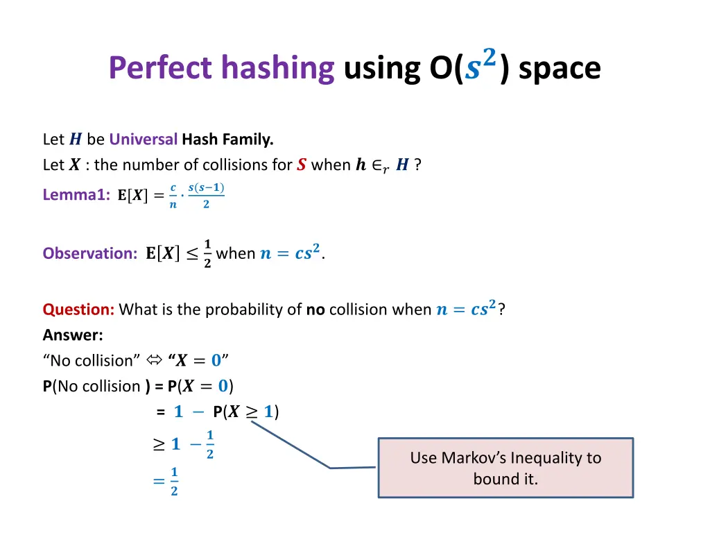 perfect hashing using o space 2