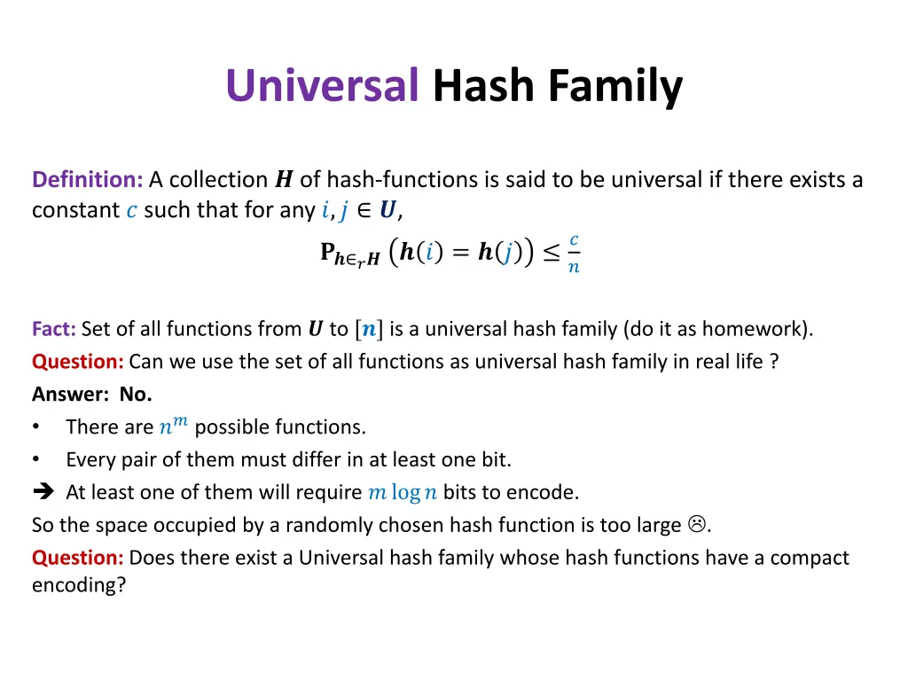 universal hash family 1