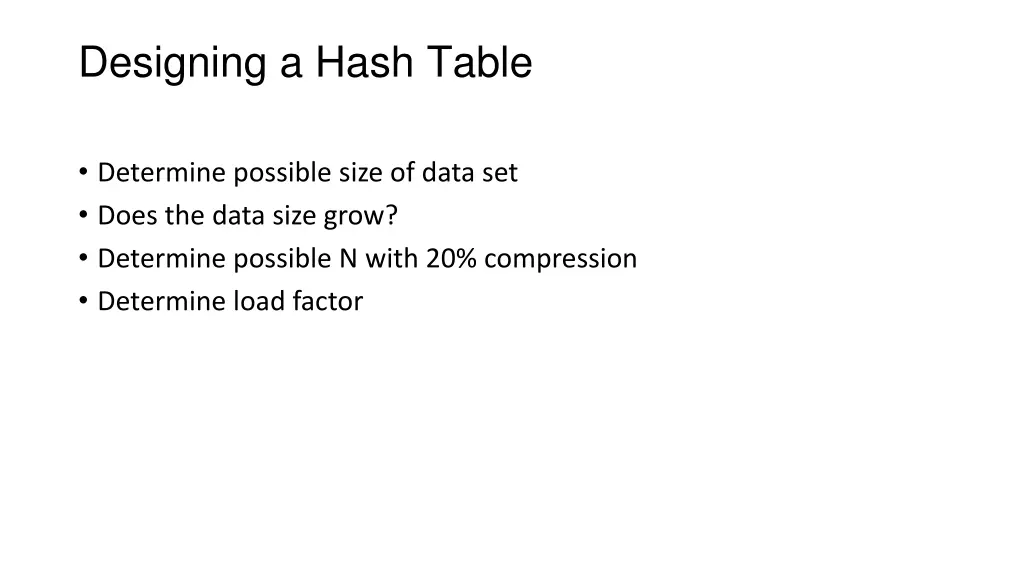 designing a hash table