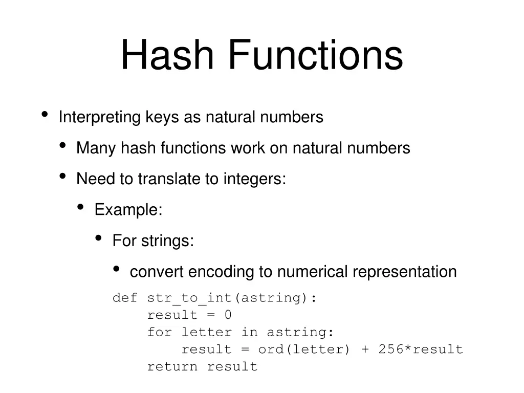 hash functions 2