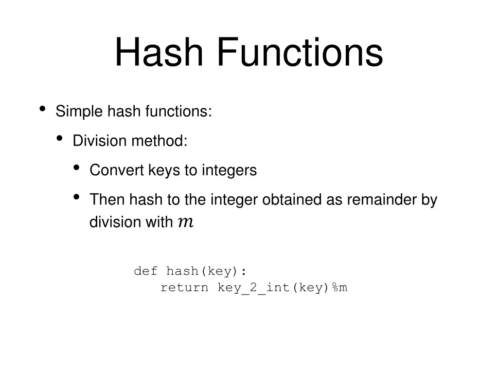 hash functions 5