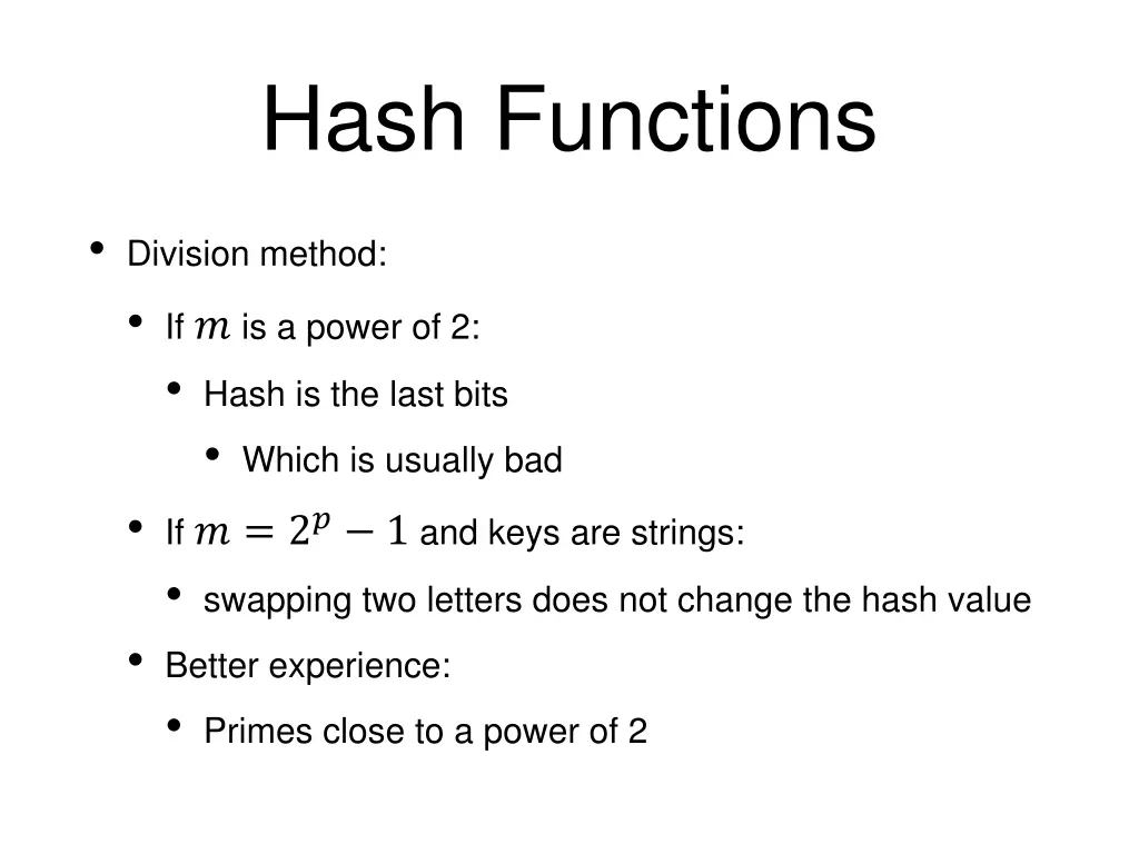 hash functions 6