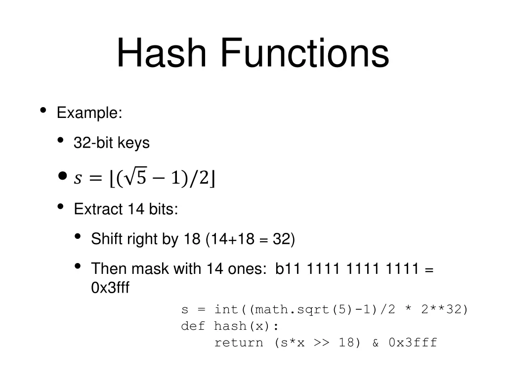 hash functions 9