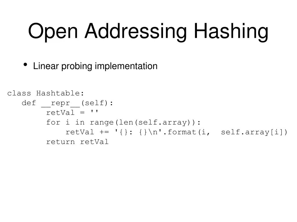 open addressing hashing 10