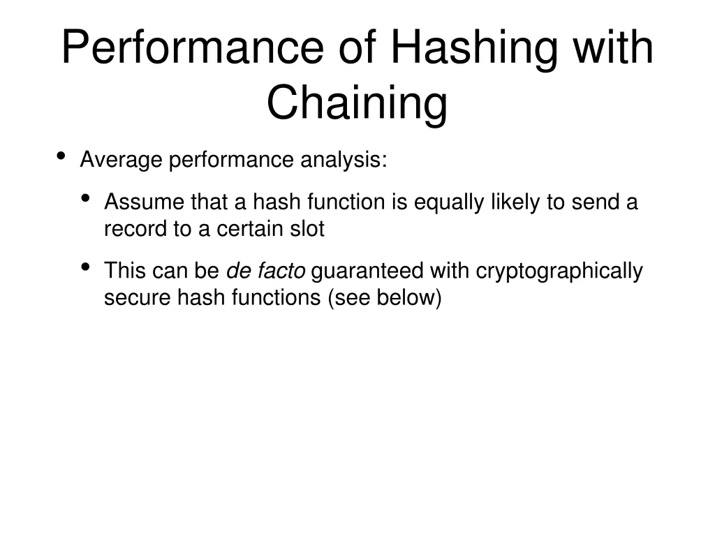 performance of hashing with chaining average