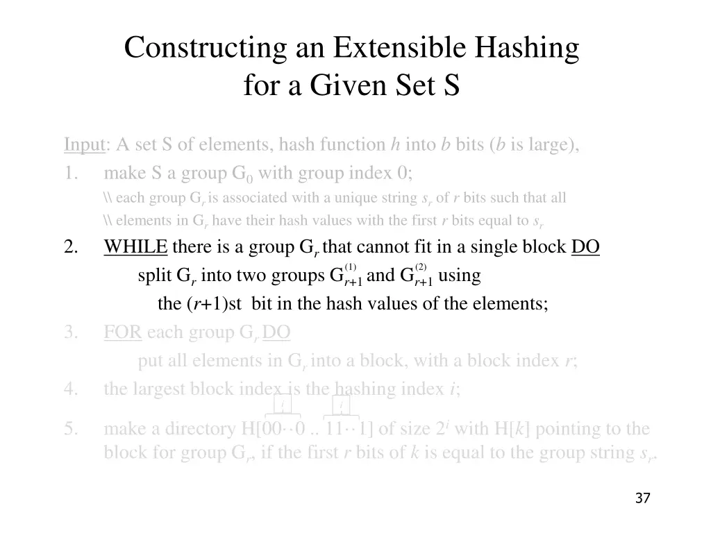 constructing an extensible hashing for a given 3