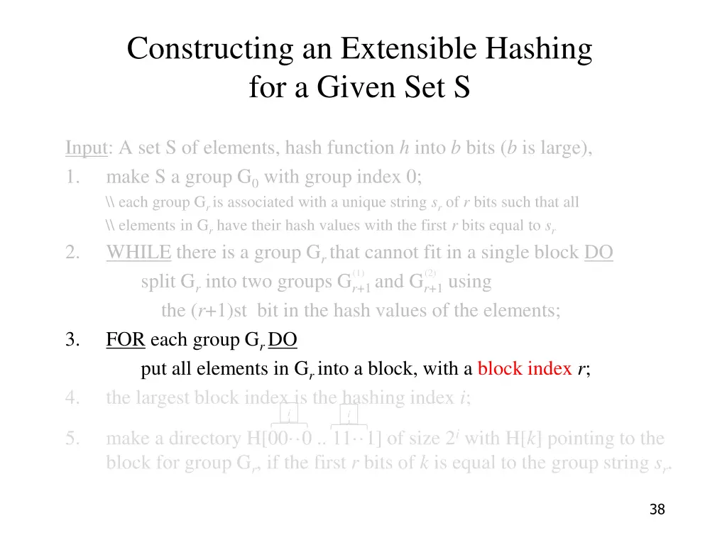 constructing an extensible hashing for a given 4