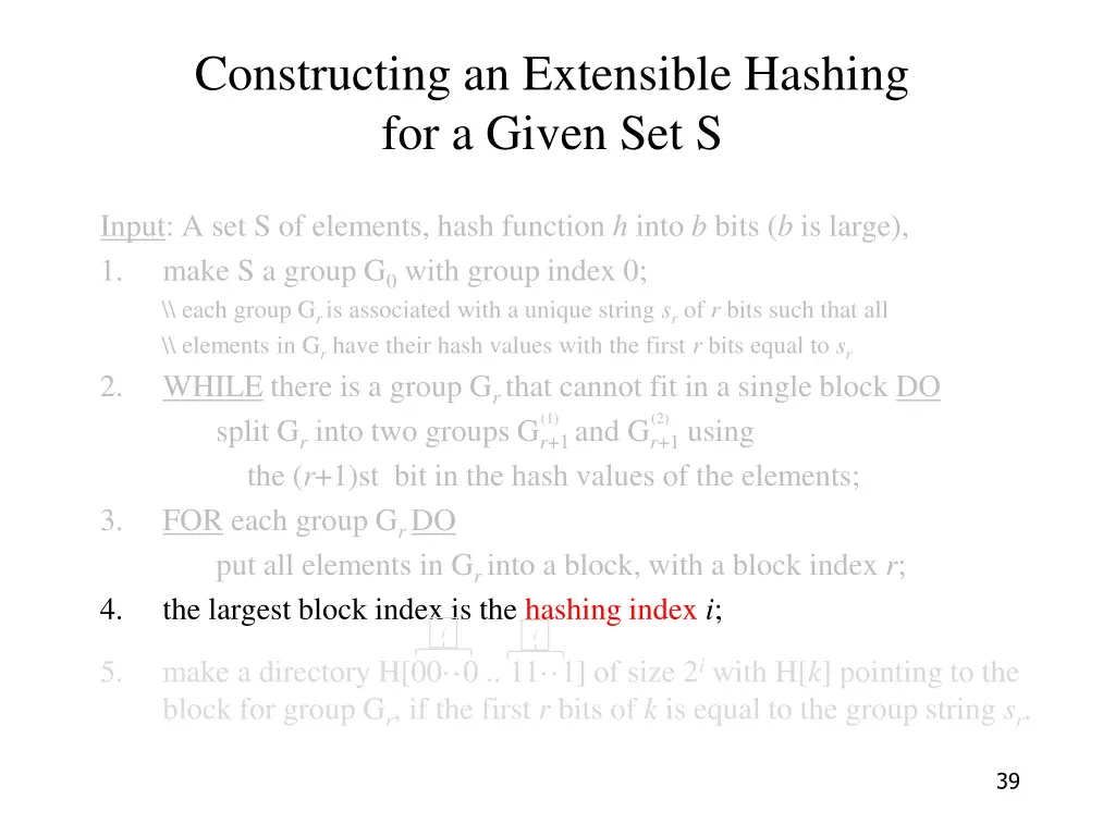 constructing an extensible hashing for a given 5