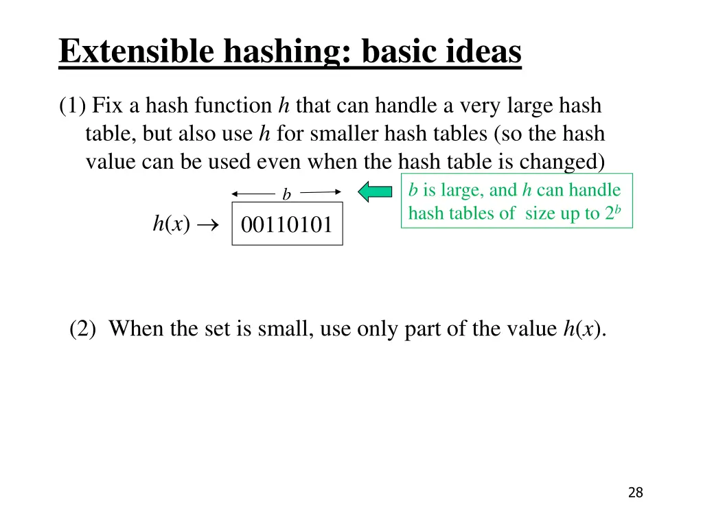 extensible hashing basic ideas 3