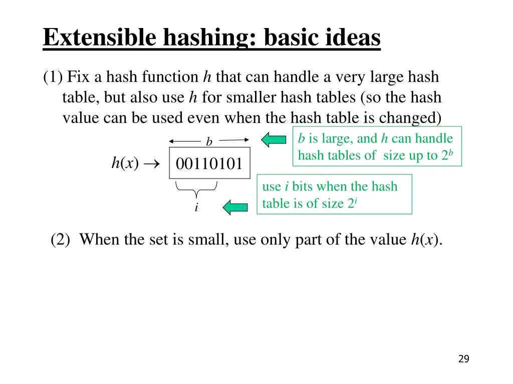 extensible hashing basic ideas 4