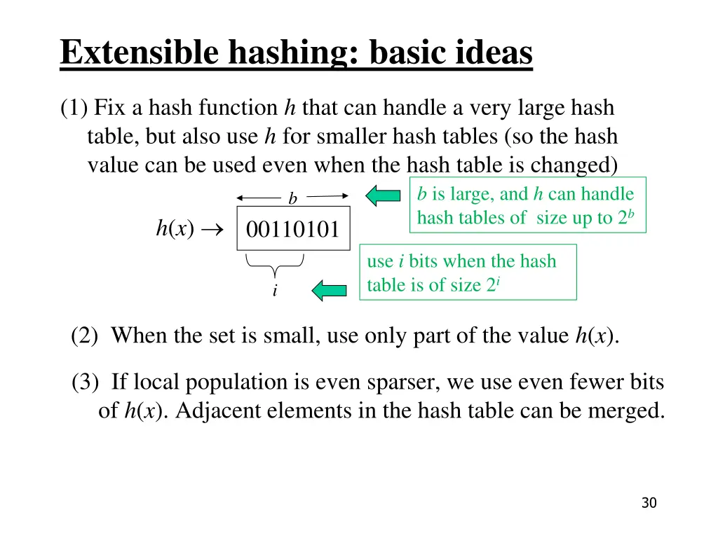 extensible hashing basic ideas 5