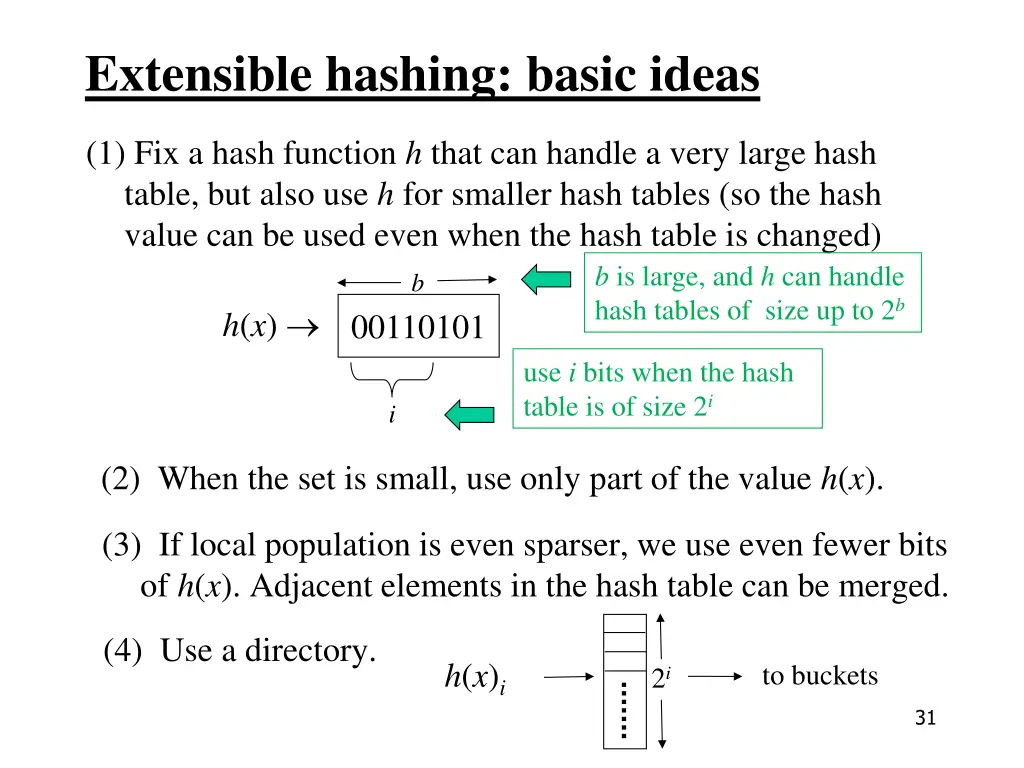extensible hashing basic ideas 6