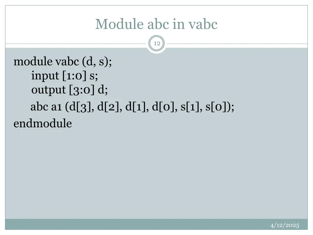 module abc in vabc