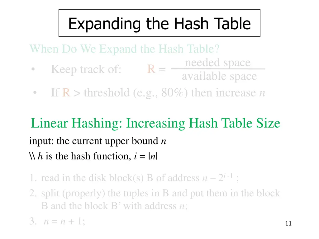 expanding the hash table 1