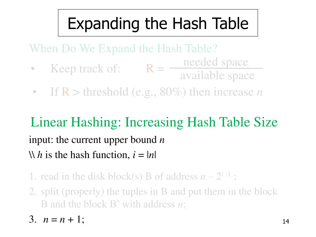 expanding the hash table 4