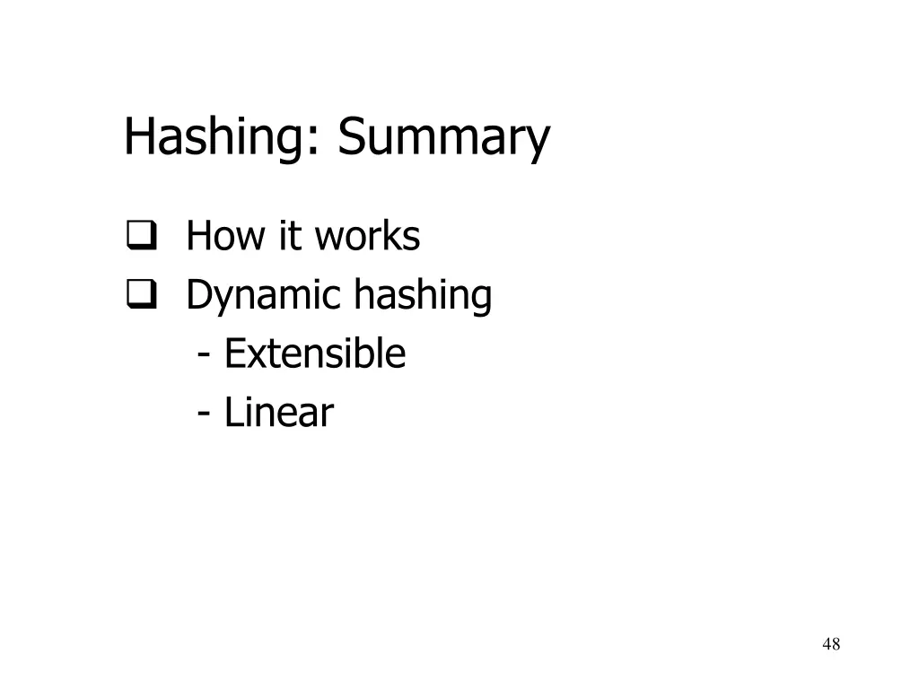 hashing summary