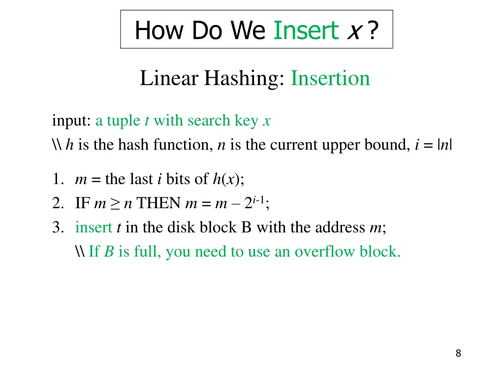 how do we insert x