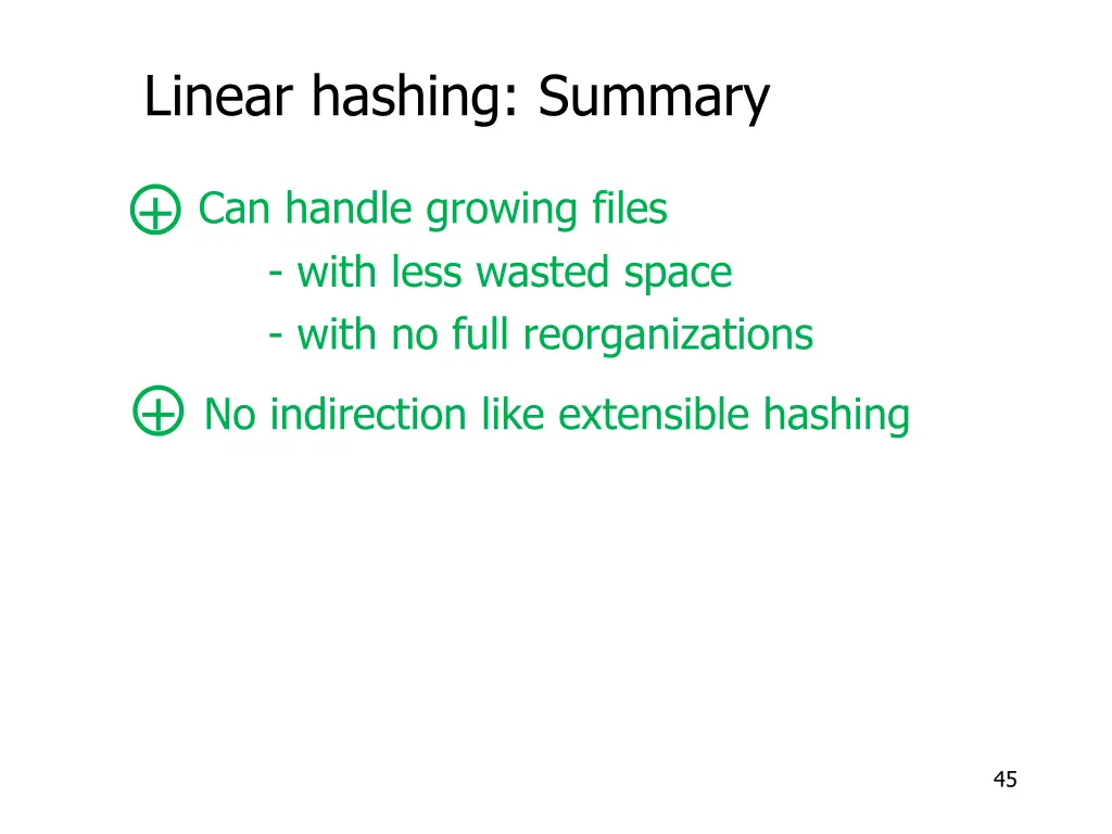 linear hashing summary