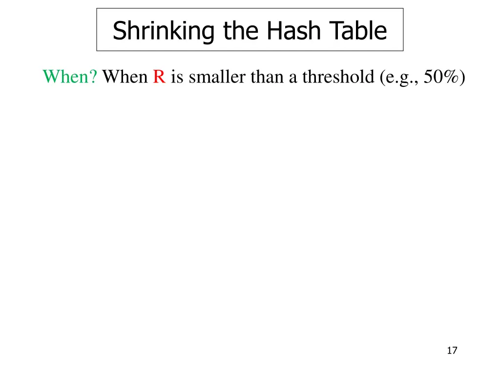 shrinking the hash table 1