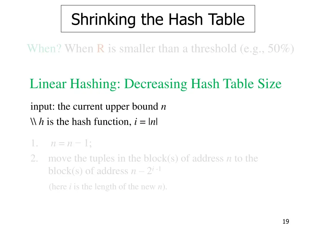 shrinking the hash table 3