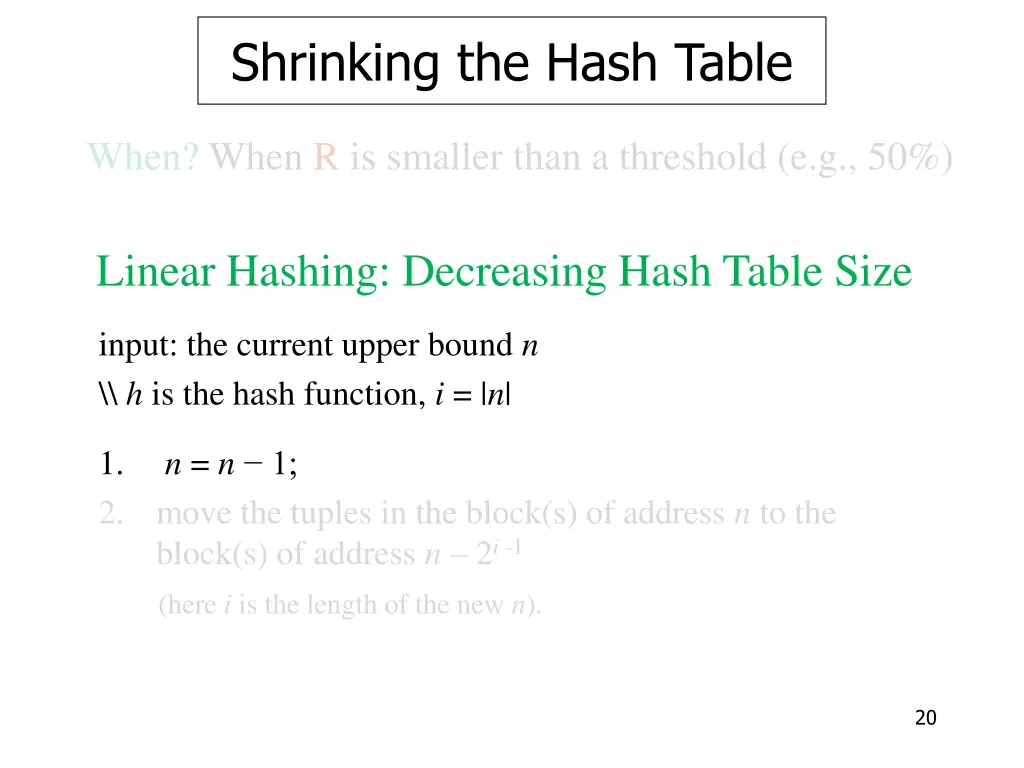 shrinking the hash table 4