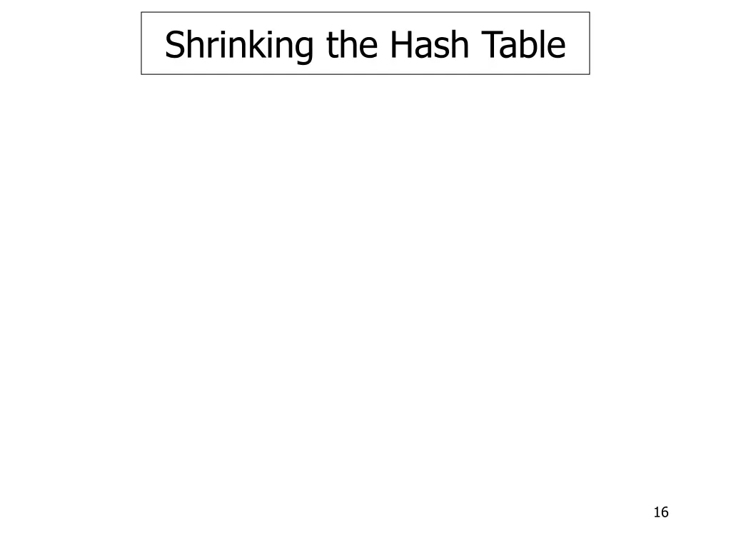 shrinking the hash table