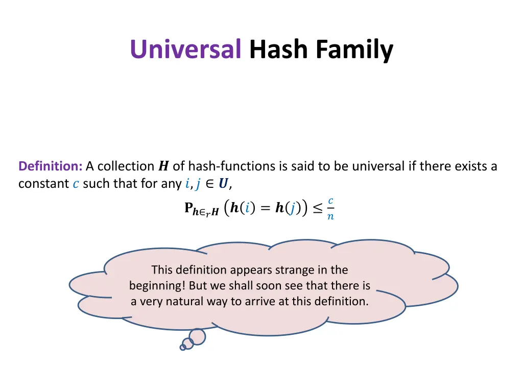 universal hash family