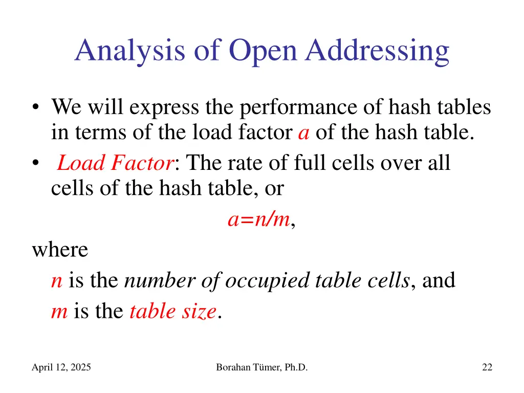 analysis of open addressing